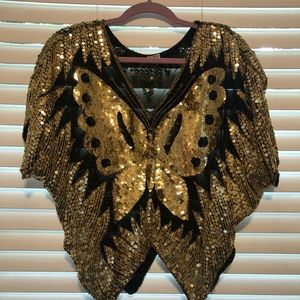 vintage sequin butterfly top